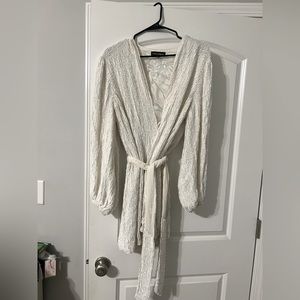 Retrofête white sequin wrap dress